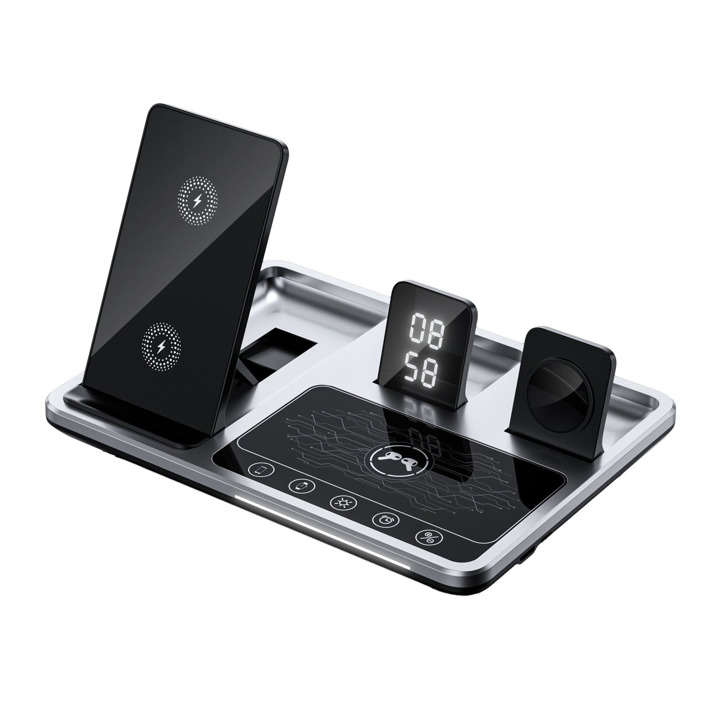 Multifunctional Wireless Fast Charging Clock Mobile Phone Folding Bracket Portable