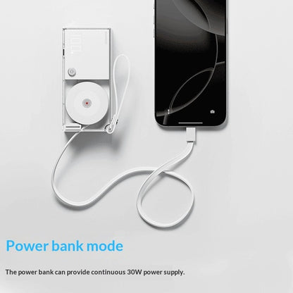 3-in-1 Power Bank With 30W Charging Built-in Plug And Retractable Cable For Fast Charging