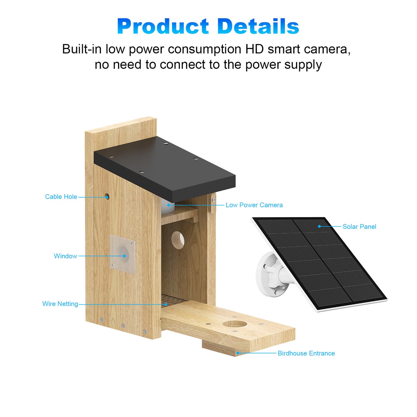 Outdoor Simple Solar-Powered Smart Visual Birdhouse