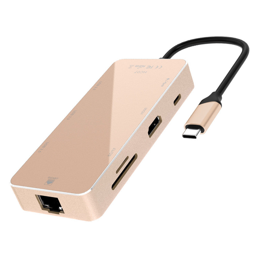 multi-function type c converter with multiple ports and cable for video and data transmission