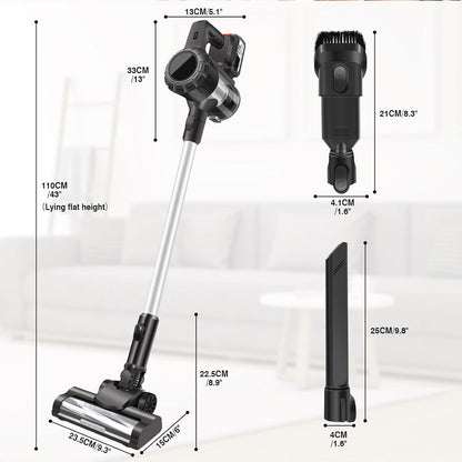 12VBlack Cordless Vacuum Cleaner Stick Handheld Vacuum For Carpet Floor Pet Hair