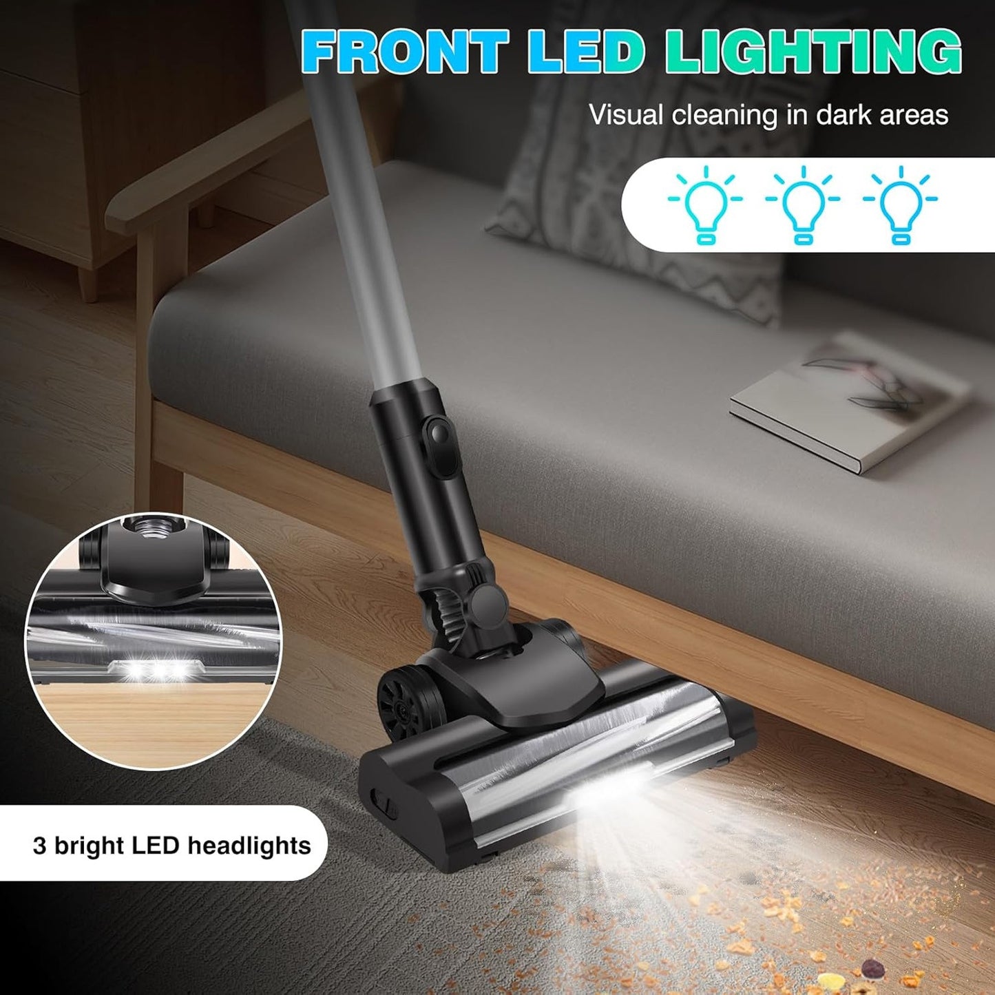 12VBlack Cordless Vacuum Cleaner Stick Handheld Vacuum For Carpet Floor Pet Hair