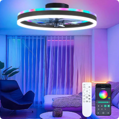 RGB Colorful Smart Bedroom Ceiling Fan Light