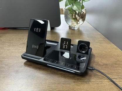 Multifunctional Wireless Fast Charging Clock Mobile Phone Folding Bracket Portable