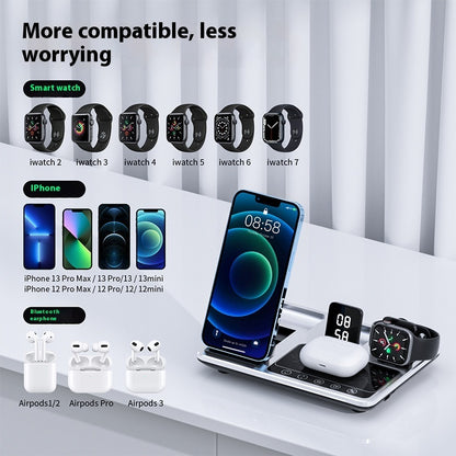 Multifunctional Wireless Fast Charging Clock Mobile Phone Folding Bracket Portable