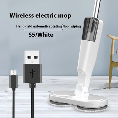 All-in-one sweeping and mopping machine with USB charger, featuring S5 White design and automatic rotating floor wiping.