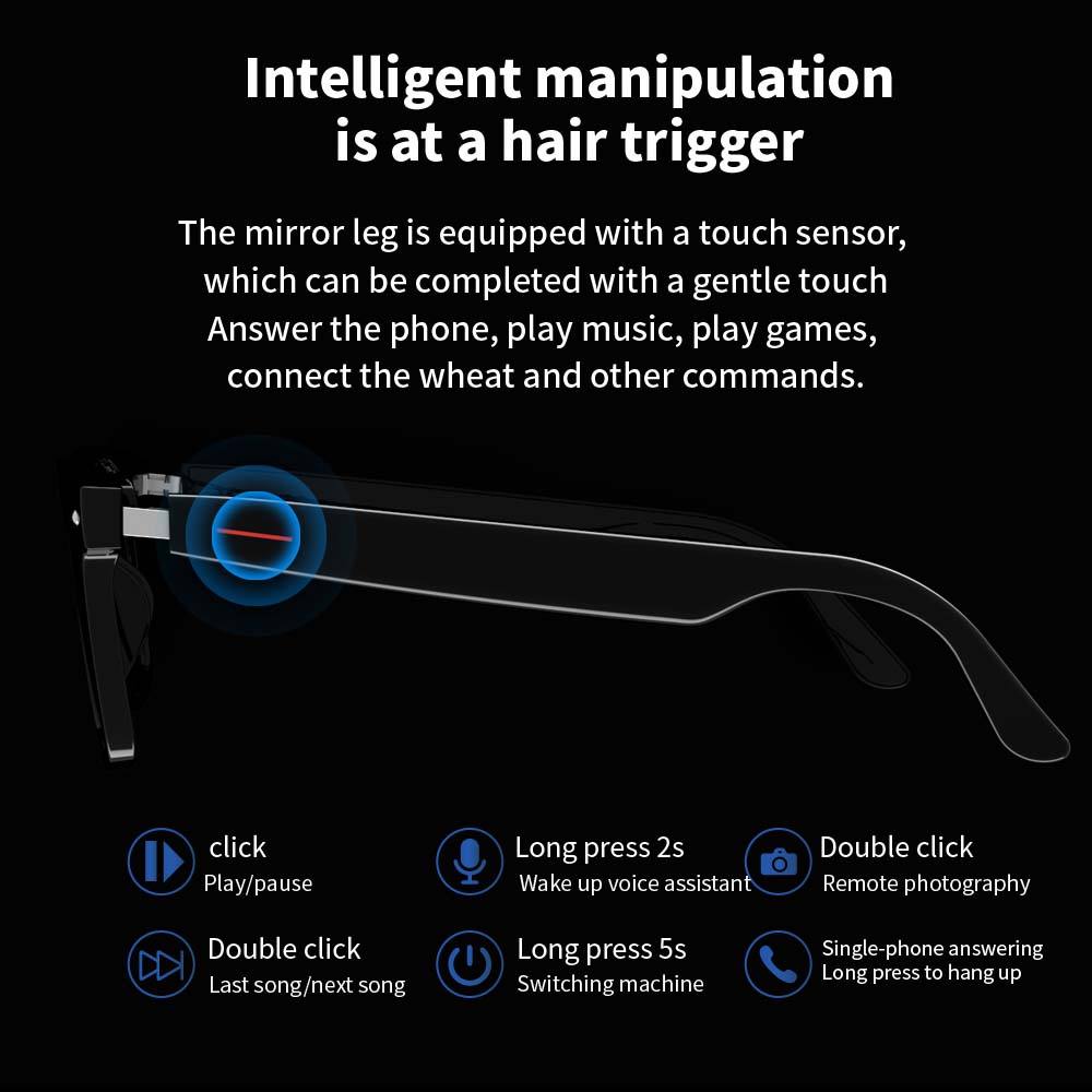 SENBONO E13 Smart Glasses Outdoor Smart Sport Hands-Free Call Music Headphone Anti-Blue Eyeglasses Wireless BT Voice Sunglasses