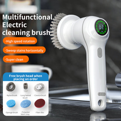 Cordless Multifunctional Electric Cleaning Brush, Handheld Scrubber For Kitchen, Shower, Pots, Pans, With Scourer Pad Attachments, Fully Waterproof