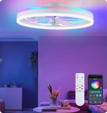 RGB Colorful Smart Bedroom Ceiling Fan Light