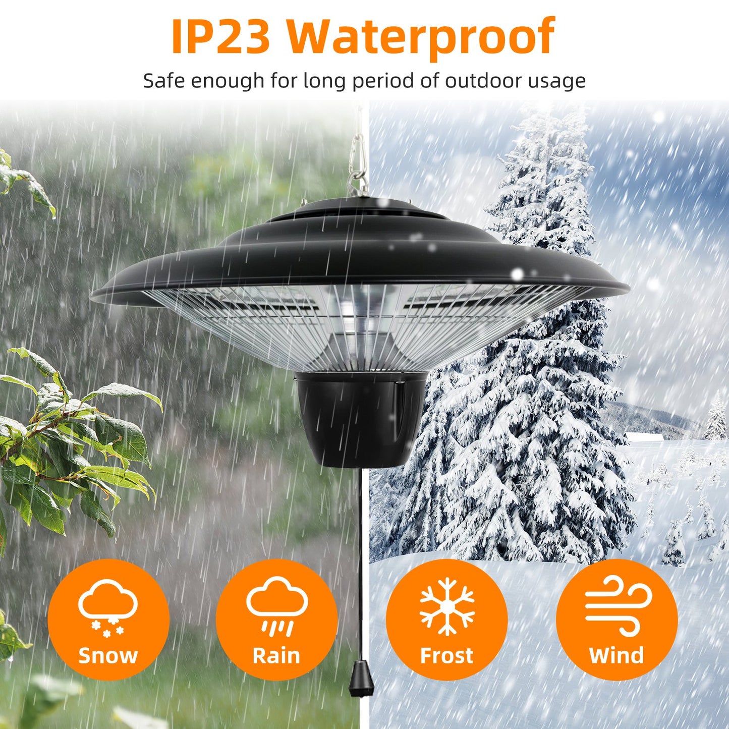 Outdoor Hanging Patio Heater Ultra-Quiet Electric Heating Lamp