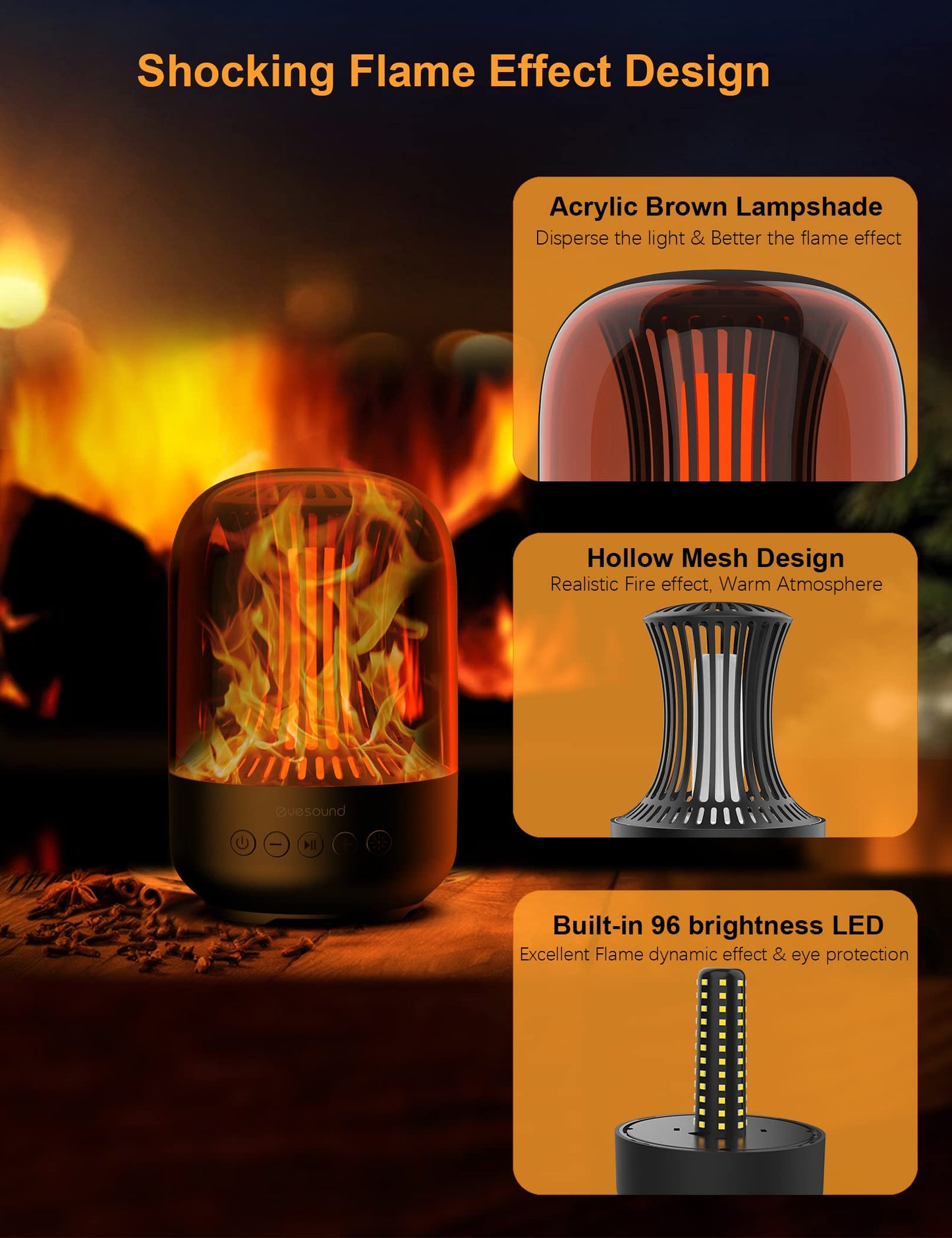 New Smart LED Colorful Bluetooth Speaker Atmosphere Flame Light