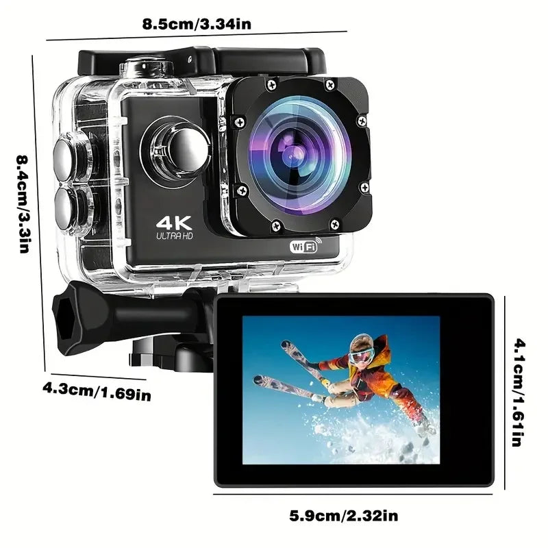 Outdoor WiFi 4K Action Camera Helmet Video Recording 4K/30FPS WiFi 2.0" 170D GPS 4X Zoom Underwater Waterproof Sports Camera