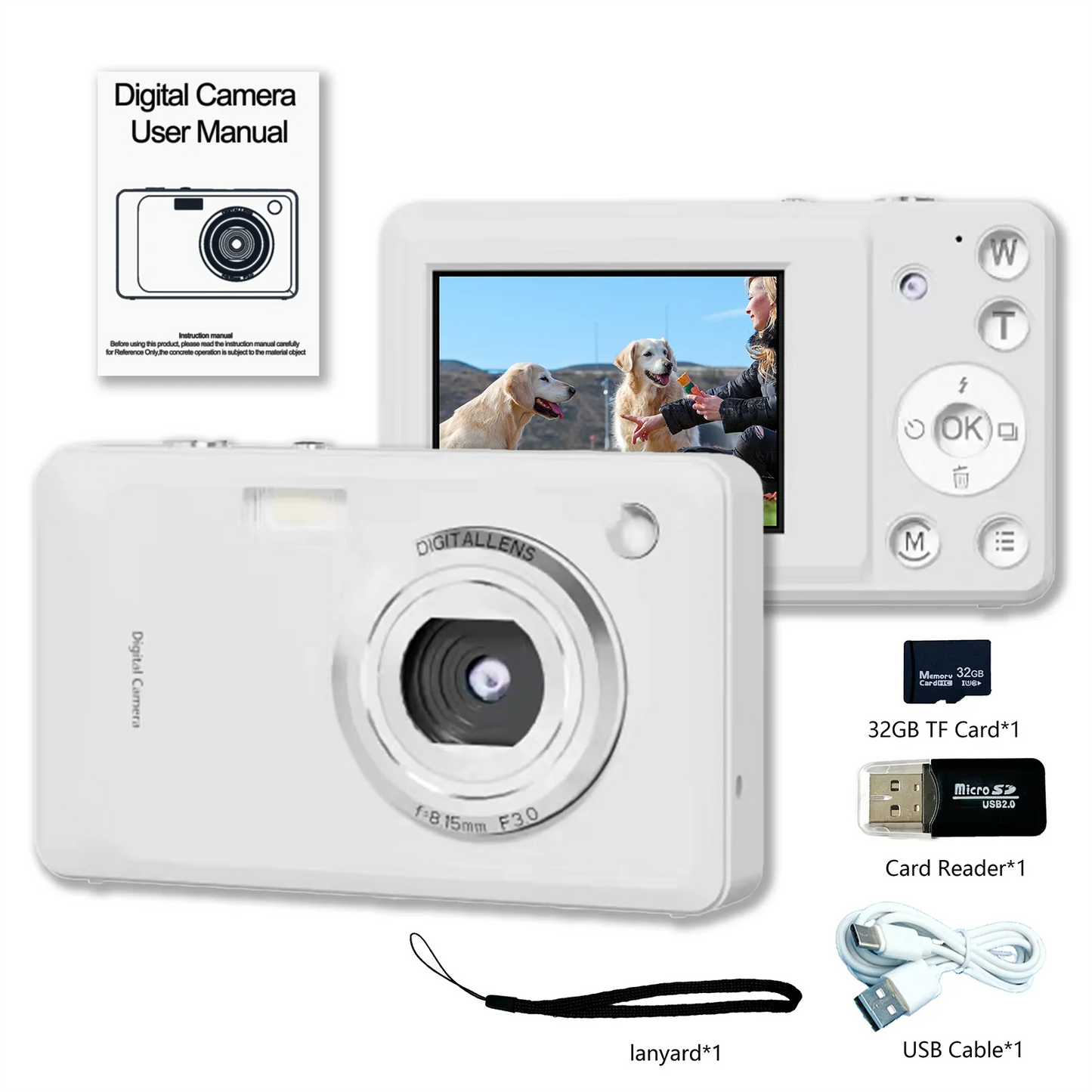 Kids Digital Camera 1080P 48MP with 16X Zoom Auto Focus Anti Shake LED Fill Light Compact Point Shoot Camera for Teens Beginners