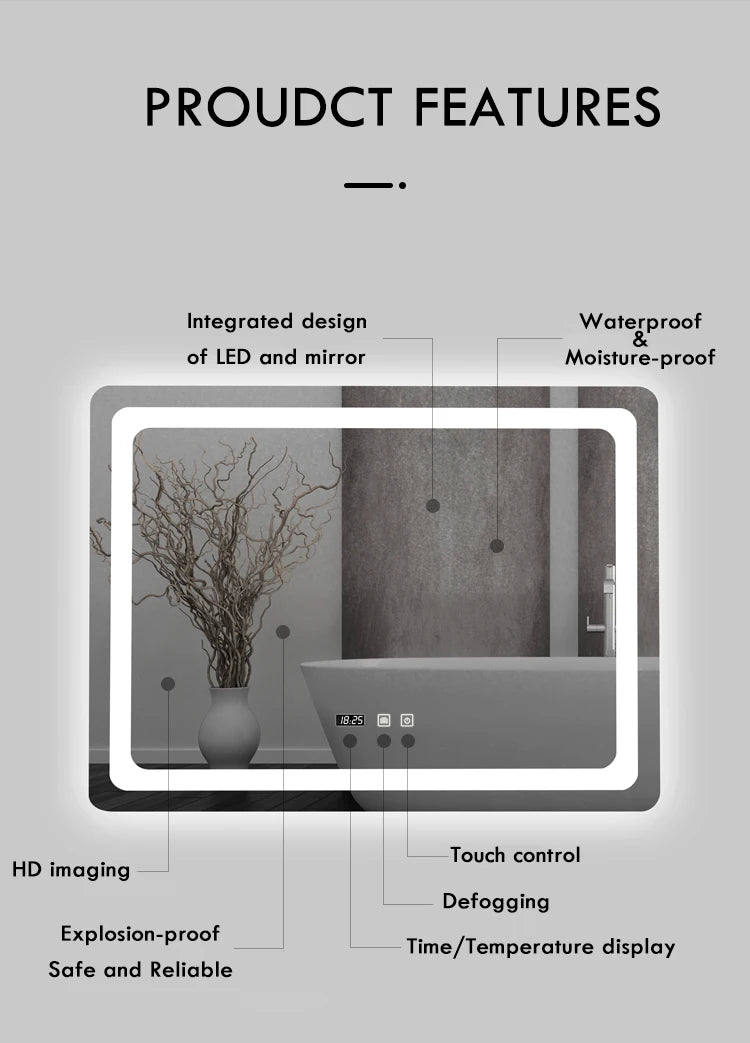 LED bathroom smart mirror