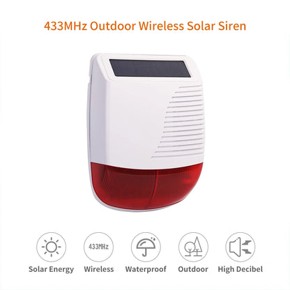 Staniot High Decibel Siren Outdoor 433Mhz Wireless Solar Siren Waterproof House Security Alarm System 1000mAh Smart Home Devices