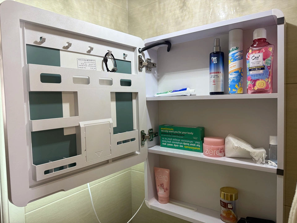 Aluminum Alloy Bathroom Mirror Cabinet Smart Makeup Mirror with Lights  Anti-Fog Wall-Mounted Vanity Cabinet Storage Mirror