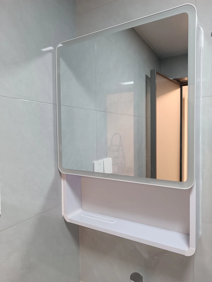 Aluminum Alloy Bathroom Mirror Cabinet Smart Makeup Mirror with Lights  Anti-Fog Wall-Mounted Vanity Cabinet Storage Mirror