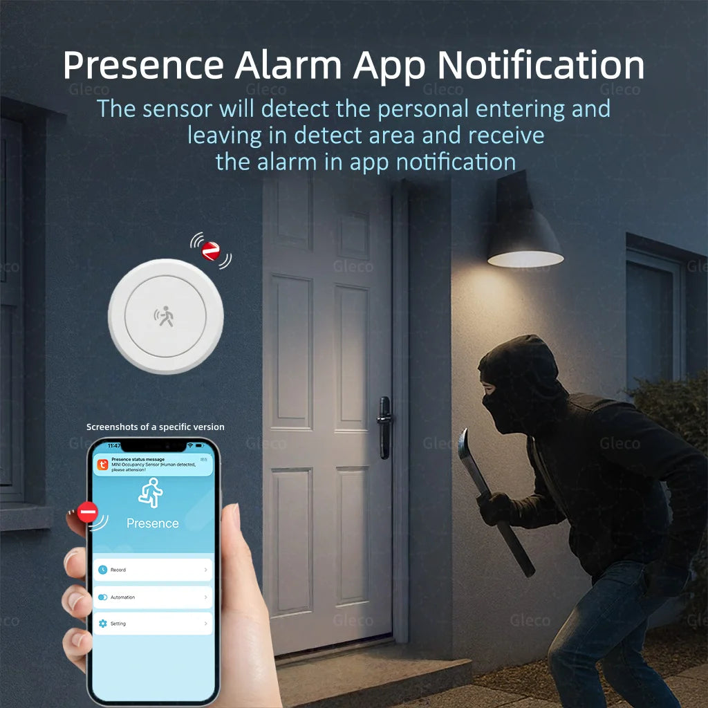 Zigbee Presence Sensor 24G Mmwave Radar Human Detector Motion/Static Detection For Tuya Z2M Smart Home Security Automation Alarm