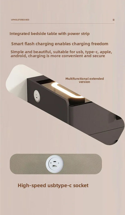 simple smart bedside table modern light luxury bedroom multi-function bedside table wireless charging criado mudo furniture
