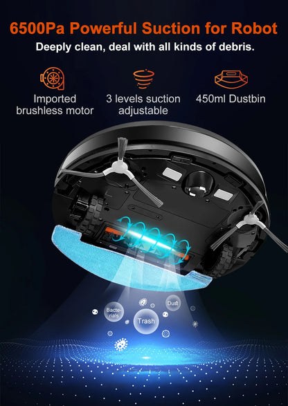 Robot Vacuum Cleaner ABIR X9 ,Laser System,Dual UV Cleaning,Auto Carpet Boost Tech,Multiple Floors Maps,Customized Room Cleaning