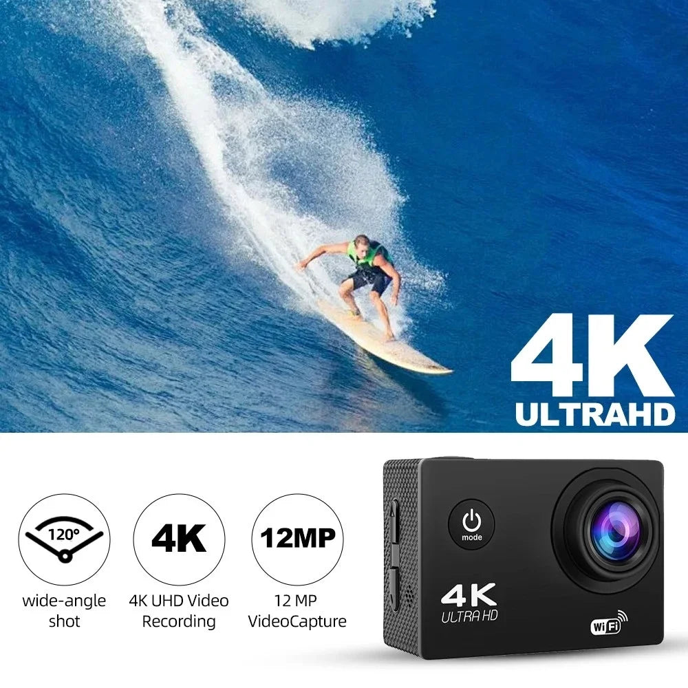 Outdoor WiFi 4K Action Camera Helmet Video Recording 4K/30FPS WiFi 2.0" 170D GPS 4X Zoom Underwater Waterproof Sports Camera