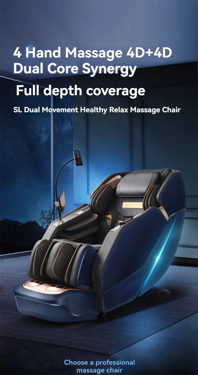 4D+4D Electric Massage Chairs Full Body Recliner Zero Gravity Auto Massage Chair Sl-Track 2025 Full Body Relaxation Massage Sofa
