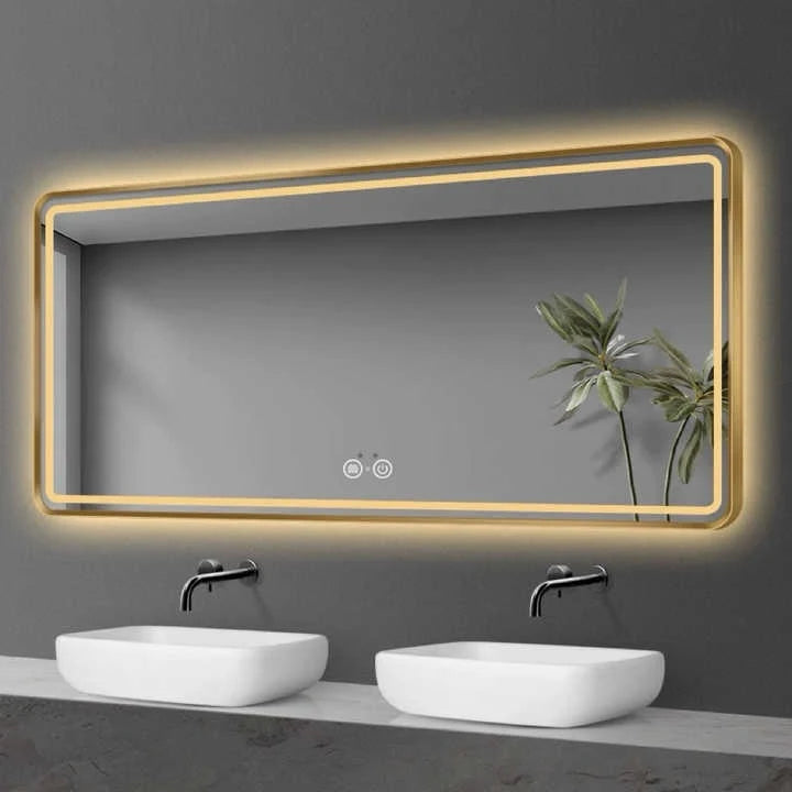 Custom Design Rectangle Stainless Steel Framed Touch Control Screen LED Intelligent Shower Mirror Smart Mirrors for Bathroom