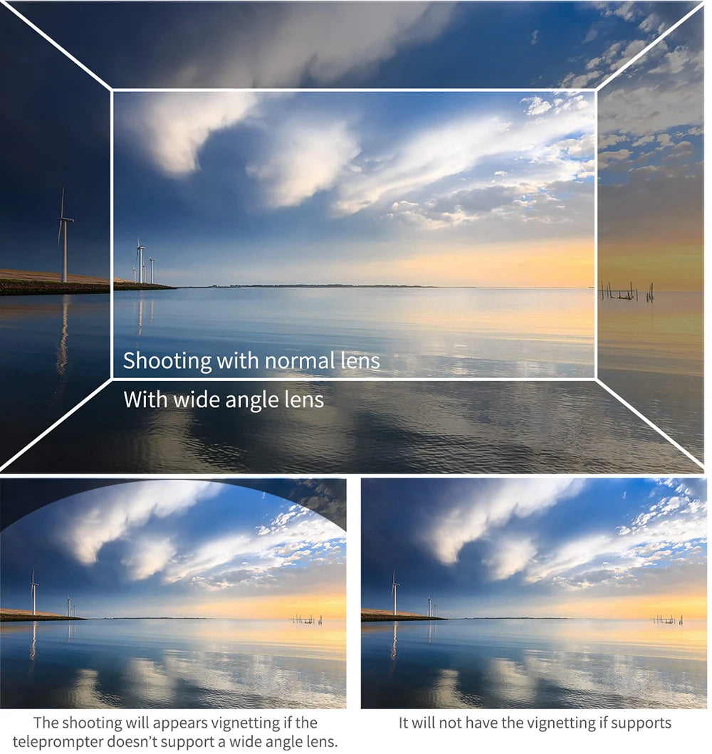 FEELWORLD TP2A 8 inch Mini Teleprompter Portable Supports Under Smartphone Tablet Prompting DSLR Camera Bluetooth