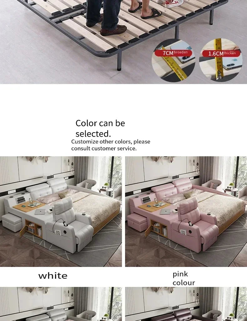 Simple Tatami Bed Massage Electric Multifunctional Headboards Double Bed Queen Size Frame Camas Moderrnas Inteligentes Furniture