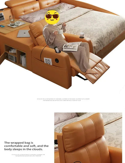 Simple Tatami Bed Massage Electric Multifunctional Headboards Double Bed Queen Size Frame Camas Moderrnas Inteligentes Furniture