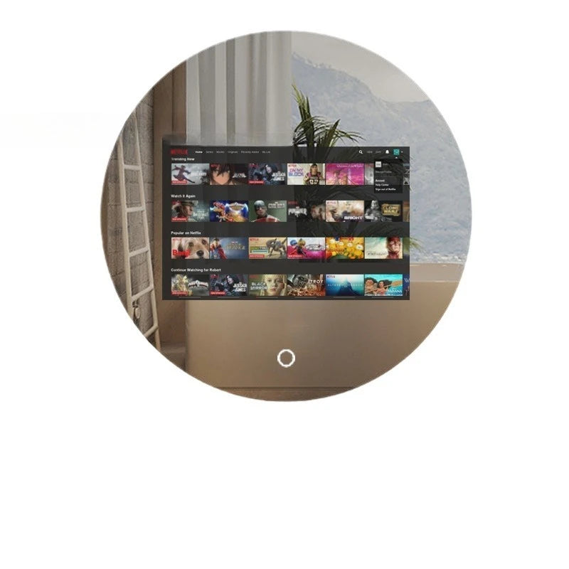 Customized Bedroom Round Intelligent Makeup Mirror, Bathroom Mirror, Android Magic Mirror, Waterproof Strap, 15.6-inch