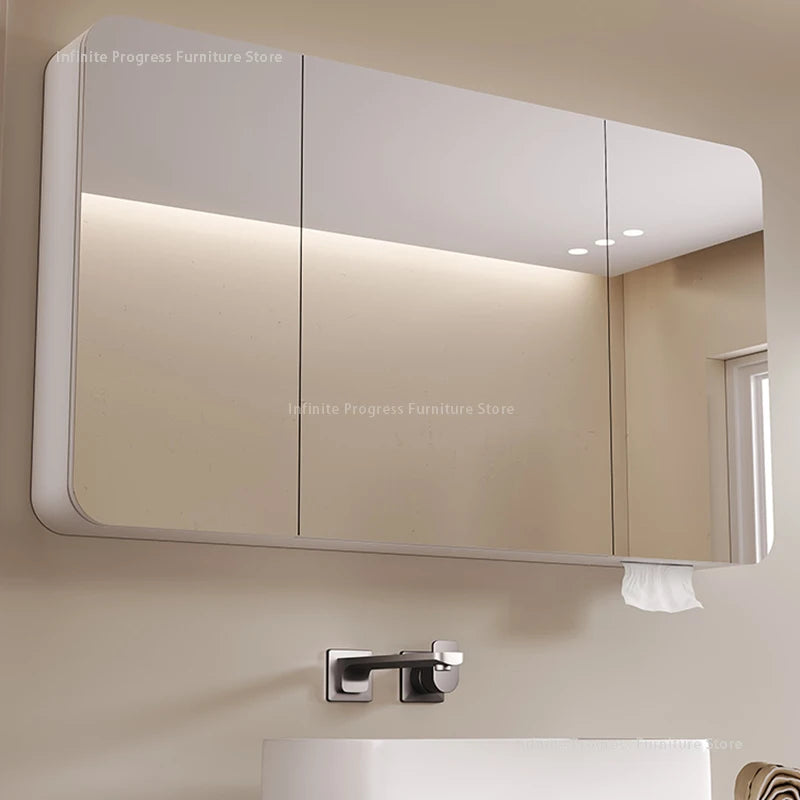 Arc-shaped Smart Bathroom Mirror Cabinet, Wall-mounted Bathroom Mirror Cabinet with Lighting, Smart Bathroom Mirror Cabinet