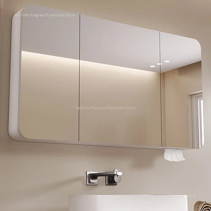 Arc-shaped Smart Bathroom Mirror Cabinet, Wall-mounted Bathroom Mirror Cabinet with Lighting, Smart Bathroom Mirror Cabinet