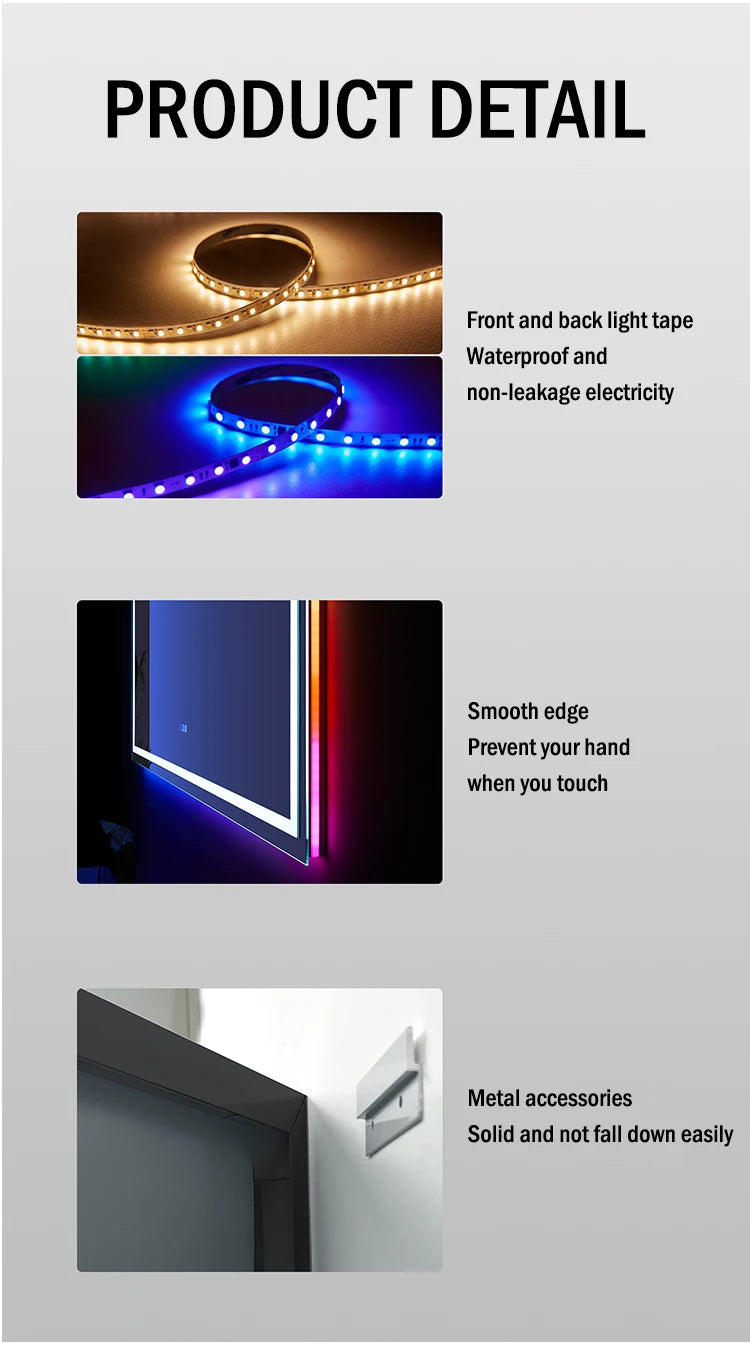 RGB LED bathroom mirror