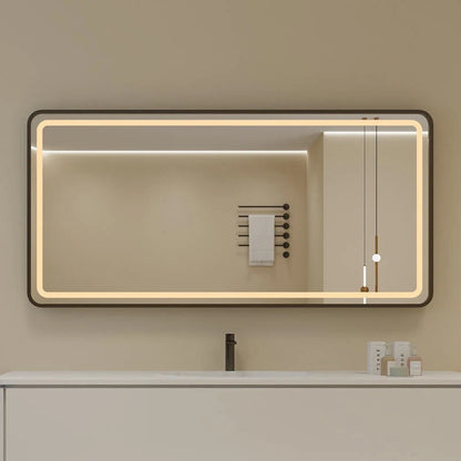 Custom Design Rectangle Stainless Steel Framed Touch Control Screen LED Intelligent Shower Mirror Smart Mirrors for Bathroom