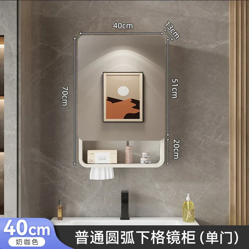 Aluminum Alloy Bathroom Mirror Cabinet Smart Makeup Mirror with Lights  Anti-Fog Wall-Mounted Vanity Cabinet Storage Mirror