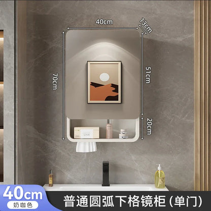 Aluminum Alloy Bathroom Mirror Cabinet Smart Makeup Mirror with Lights  Anti-Fog Wall-Mounted Vanity Cabinet Storage Mirror