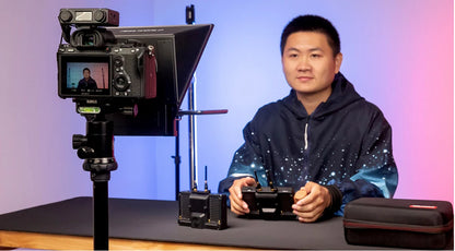 FEELWORLD TP2A 8 inch Mini Teleprompter Portable Supports Under Smartphone Tablet Prompting DSLR Camera Bluetooth