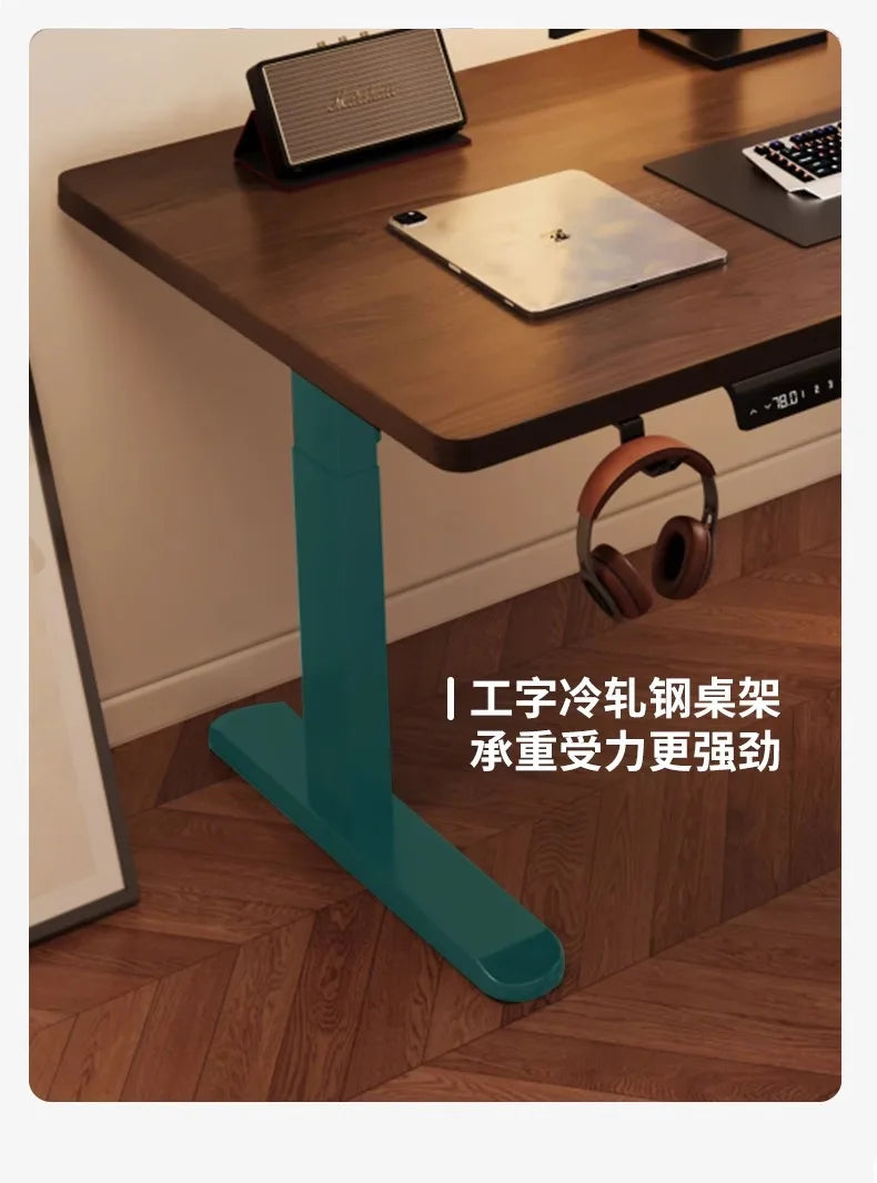 Solid Wood Electric Standing Desk with Drawers Smart Height Adjustable Gaming Computer Workstation for Home Study Office