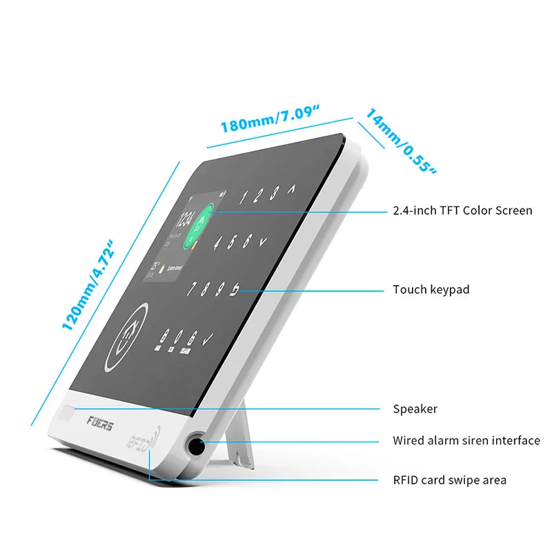 FUERS Alarm System for Home  WIFI GSM Security Alarm Host Ant-theft  with Door Motion Sensor Tuya Smart App control work Alexa