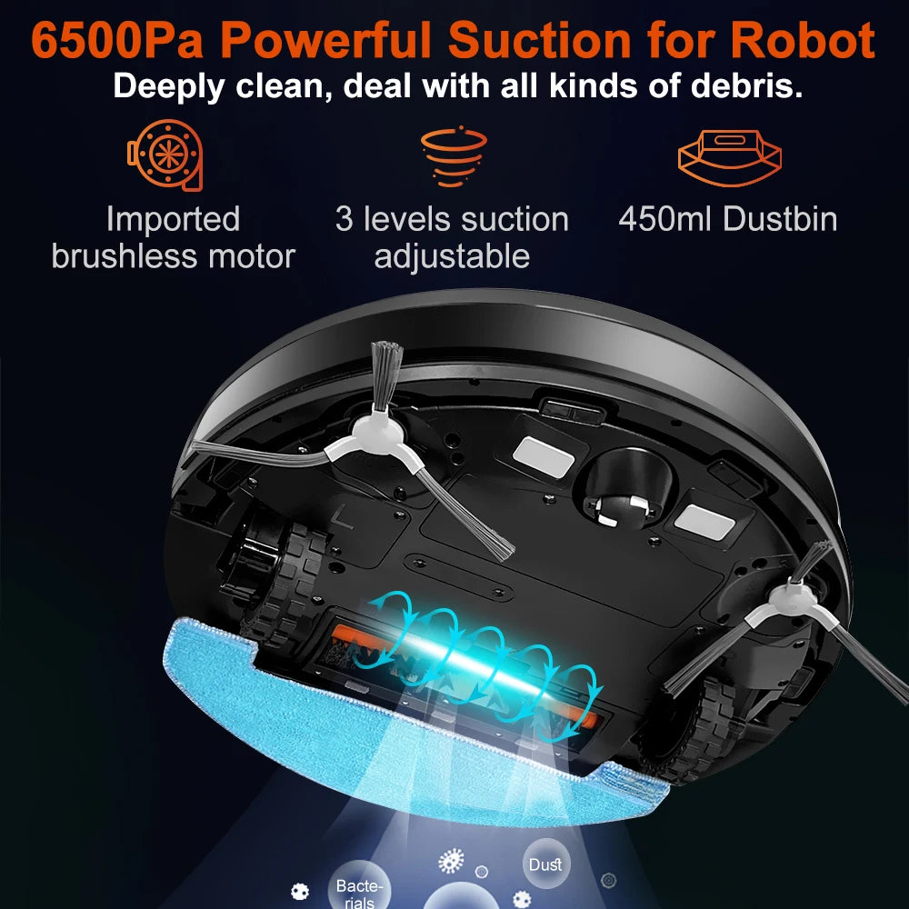 Robot Vacuum Cleaner ABIR X9 ,Laser System,Dual UV Cleaning,Auto Carpet Boost Tech,Multiple Floors Maps,Customized Room Cleaning