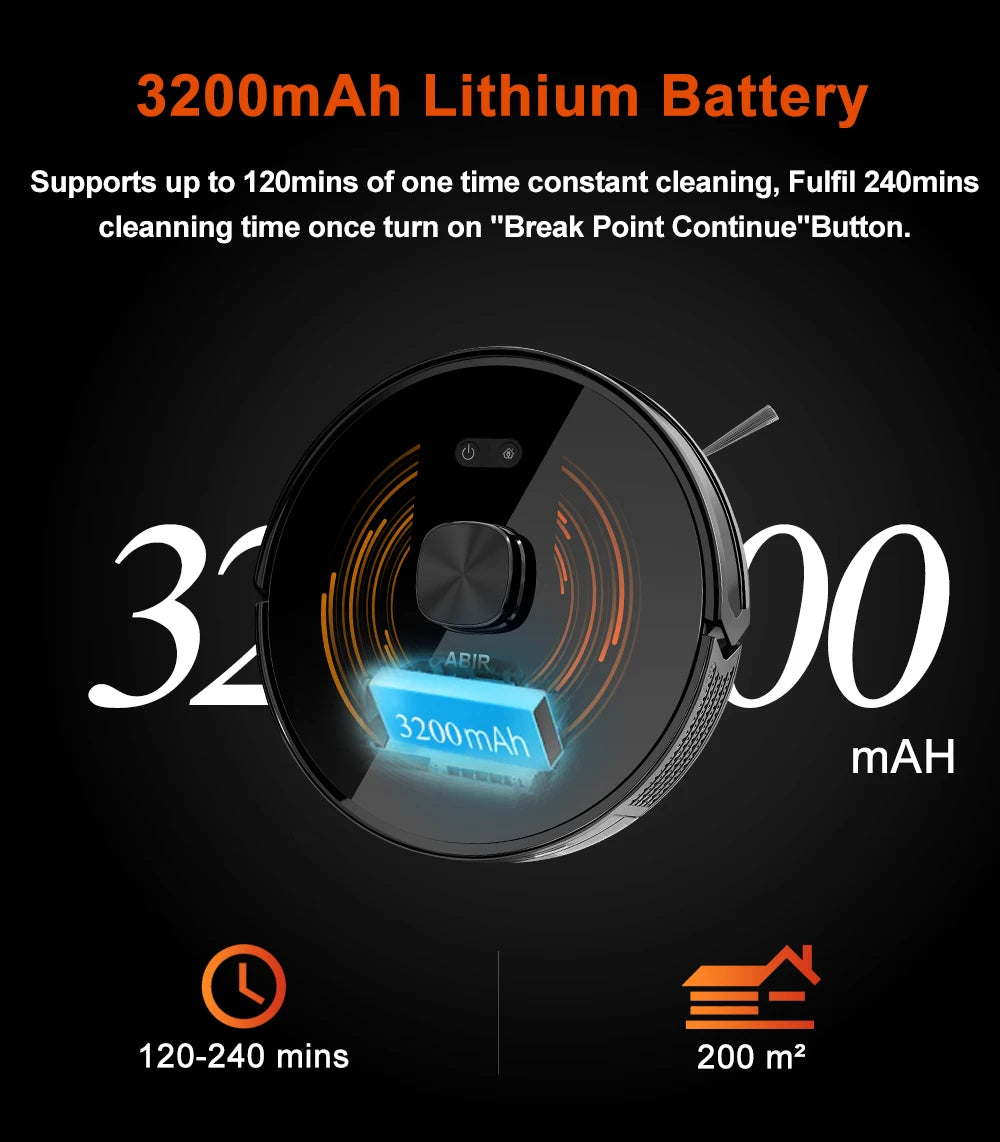 Robot Vacuum Cleaner ABIR X9 ,Laser System,Dual UV Cleaning,Auto Carpet Boost Tech,Multiple Floors Maps,Customized Room Cleaning