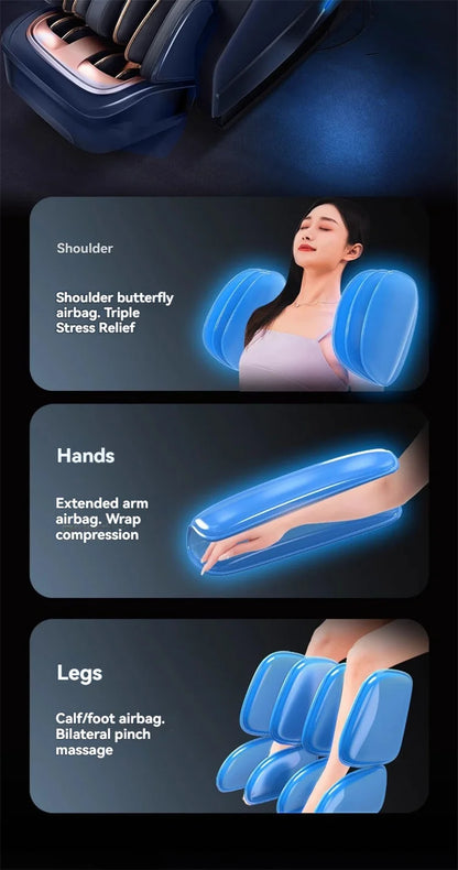 4D+4D Electric Massage Chairs Full Body Recliner Zero Gravity Auto Massage Chair Sl-Track 2025 Full Body Relaxation Massage Sofa