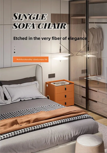 simple smart bedside table modern light luxury bedroom multi-function bedside table wireless charging criado mudo furniture