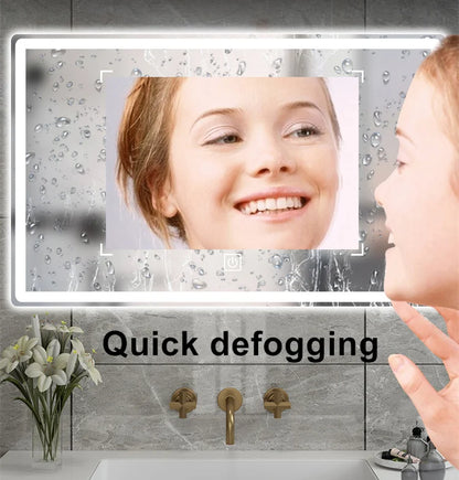 Wall Hung Frameless Touch Screen Led Bath Smart Mirror for Bathroom