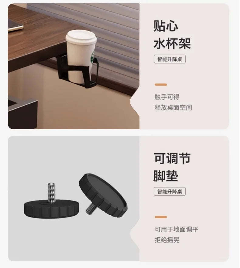 Solid Wood Electric Standing Desk with Drawers Smart Height Adjustable Gaming Computer Workstation for Home Study Office