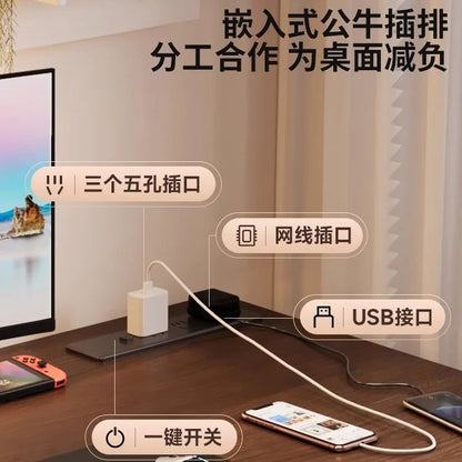 Solid Wood Electric Standing Desk with Drawers Smart Height Adjustable Gaming Computer Workstation for Home Study Office