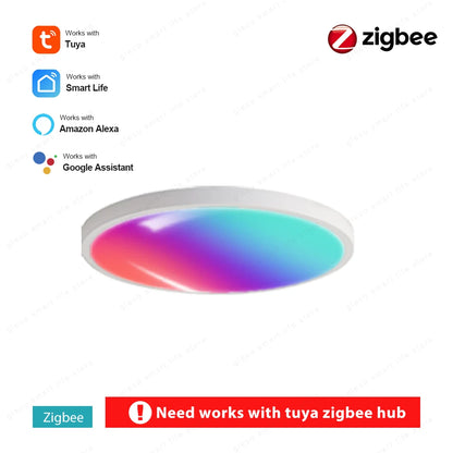 Tuya Zigbee 3.0 Smart Ceiling Light Wifi RGBCW Led Ceiling Lamp Livingroom Home Decoration Smart Lamp For Alexa, Google Home
