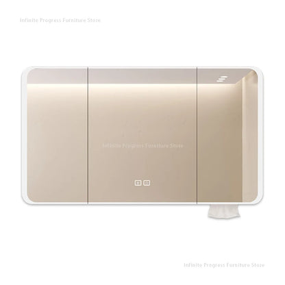 Arc-shaped Smart Bathroom Mirror Cabinet, Wall-mounted Bathroom Mirror Cabinet with Lighting, Smart Bathroom Mirror Cabinet