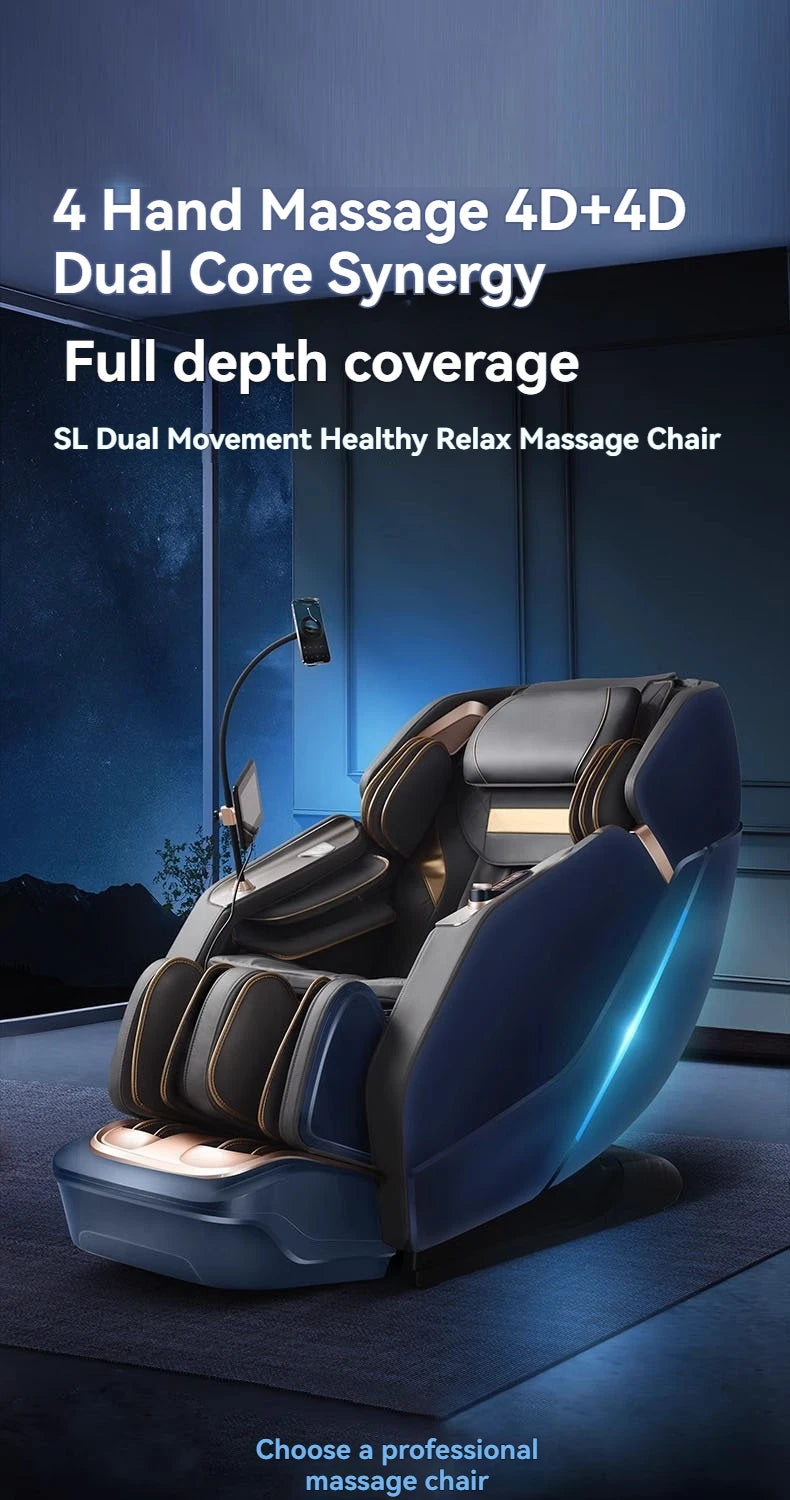 4D+4D Electric Massage Chairs Full Body Recliner Zero Gravity Auto Massage Chair Sl-Track 2025 Full Body Relaxation Massage Sofa